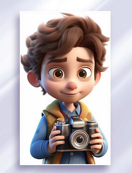 3D可爱风皮克斯风格人物肖像头像摄影师摄像师拍照男性男孩2