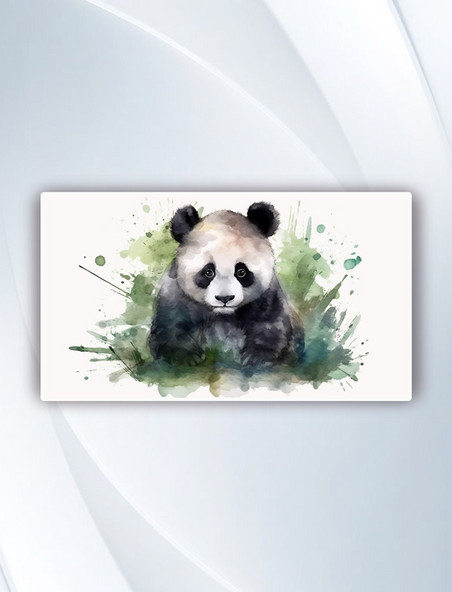 水彩风竹子竹叶和国宝熊猫插画