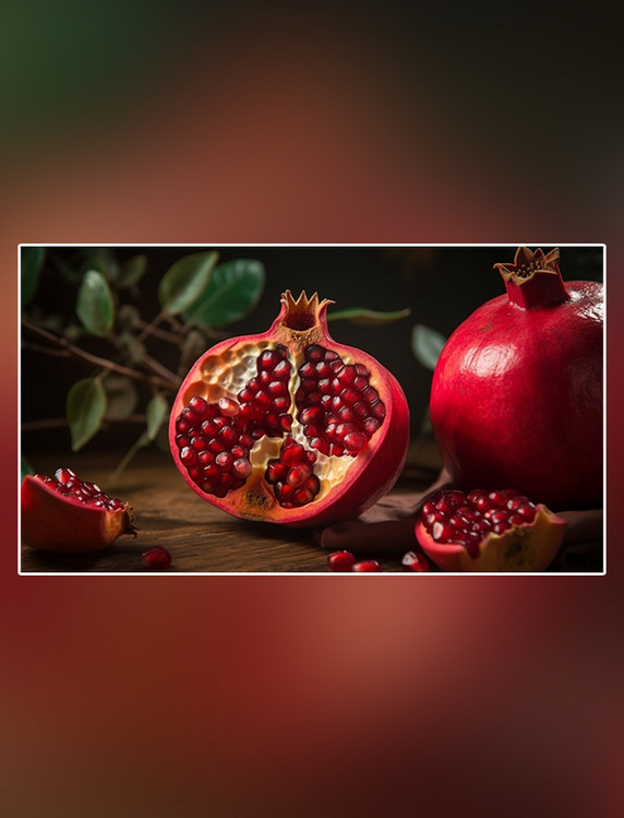 新鲜石榴红色软籽多汁摄影图超级清晰高细节成熟水果特写石榴水果