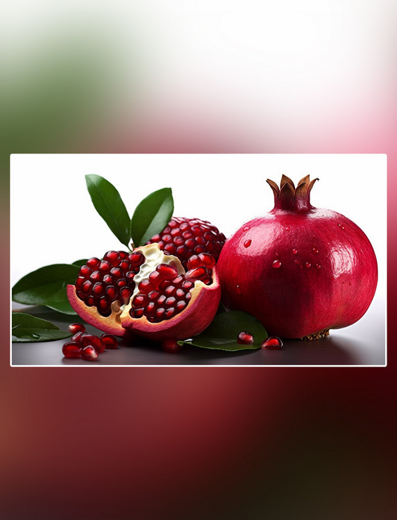特写石榴水果新鲜石榴红色软籽多汁成熟水果摄影图超级清晰