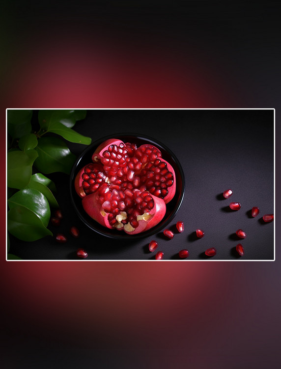 摄影图超级清晰高细节新鲜石榴成熟水果特写石榴水果红色软籽多汁