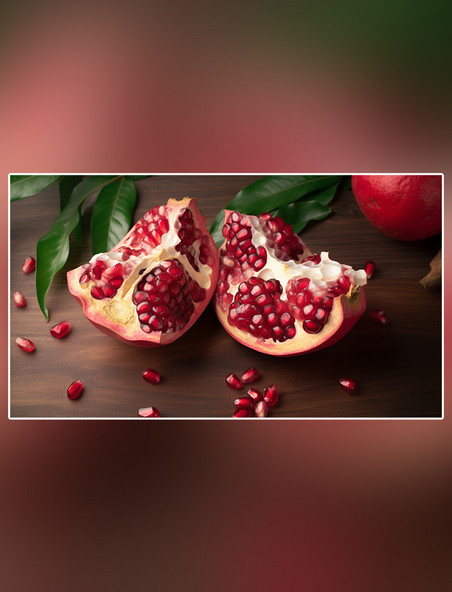 成熟水果摄影图超级清晰高细节特写石榴水果新鲜石榴红色软籽多汁