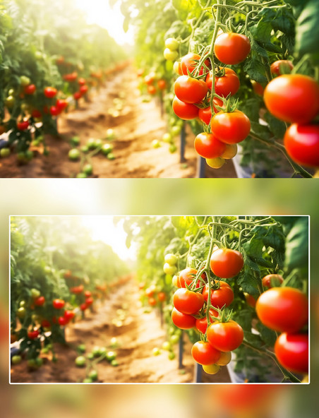 阳光下西红柿番茄农场摄影蔬菜