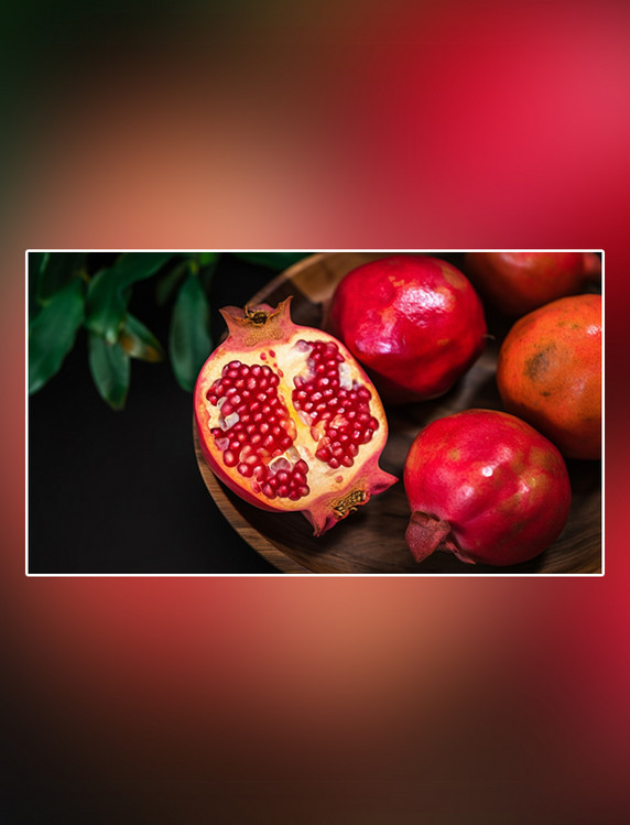 红色软籽多汁成熟水果特写石榴水果新鲜石榴摄影图超级清晰高细节