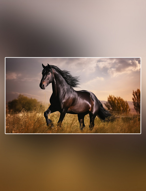 奔腾的马摄影图超级清晰高细节马吃草农场草原牧场一群野马草