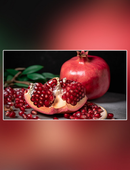 红色软籽多汁成熟水果摄影图超级清晰高细节特写石榴水果新鲜石榴