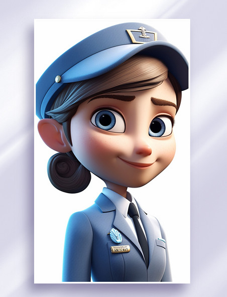 3D可爱风皮克斯风格人物肖像头像空乘空姐女性女人2