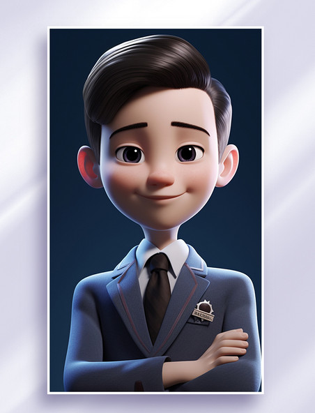 3D可爱风皮克斯风格人物肖像头像空乘服务人员男性男人2