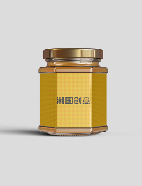 玻璃蜂蜜罐头瓶包装样机模版