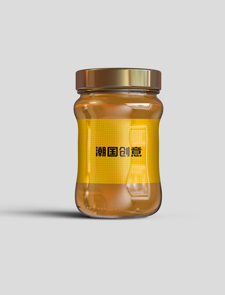 玻璃蜂蜜罐头圆柱玻璃瓶样机