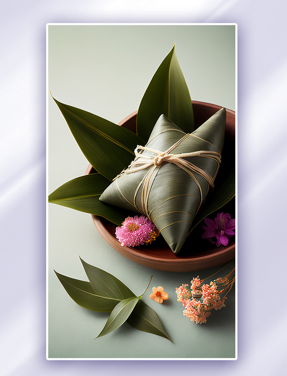 传统粽子粽叶端午节背景