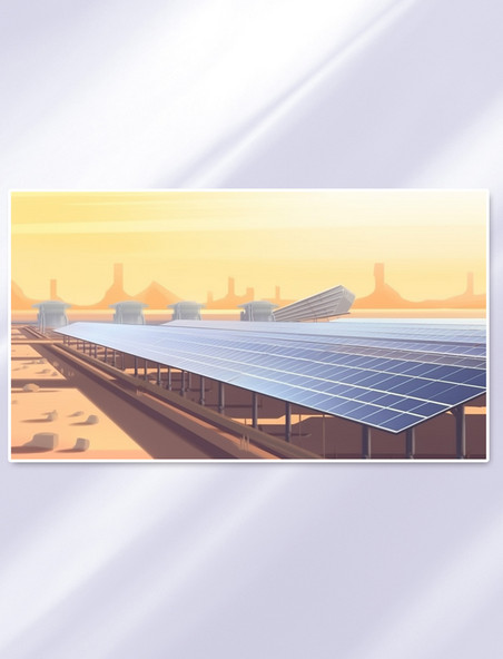 卡通手绘光伏太阳能新能源插画
