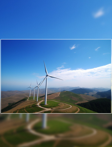 蓝天白云风能摄影图新能源风力发电
