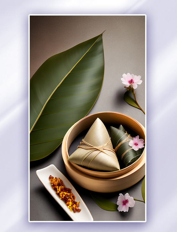 粽子粽叶传统节日端午节背景