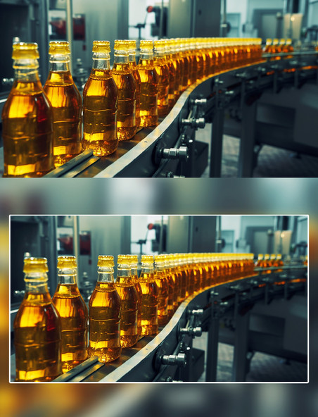 机械自动化饮料生产线摄影流水线