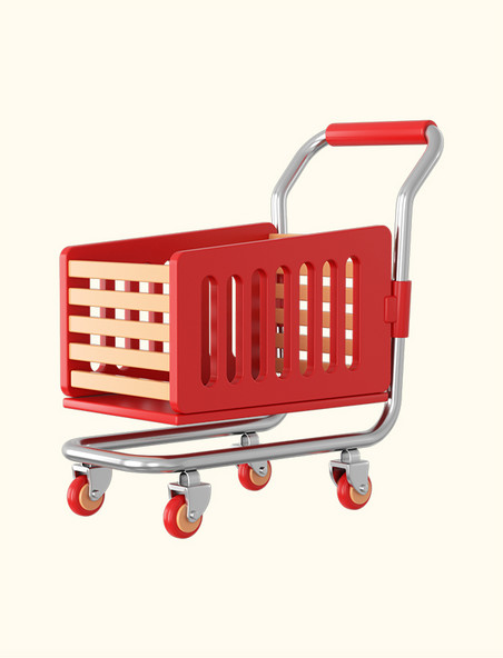 3DC4D立体红色购物车超市推车