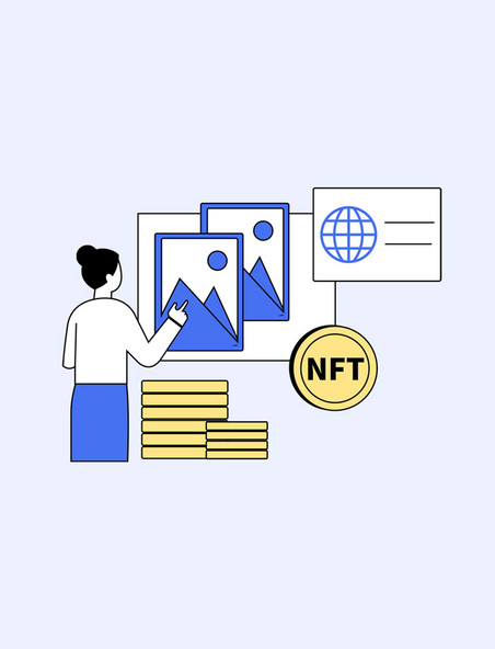 NFT数字货币收藏扁平人物