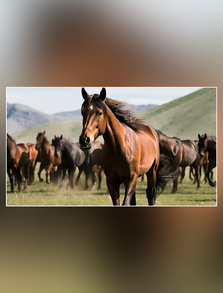 超级清晰农场草马奔腾的马摄影图