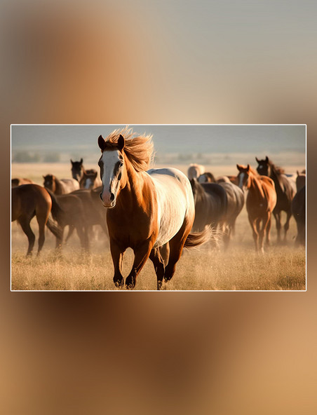 草马奔腾的马摄影图超级清晰草原农场