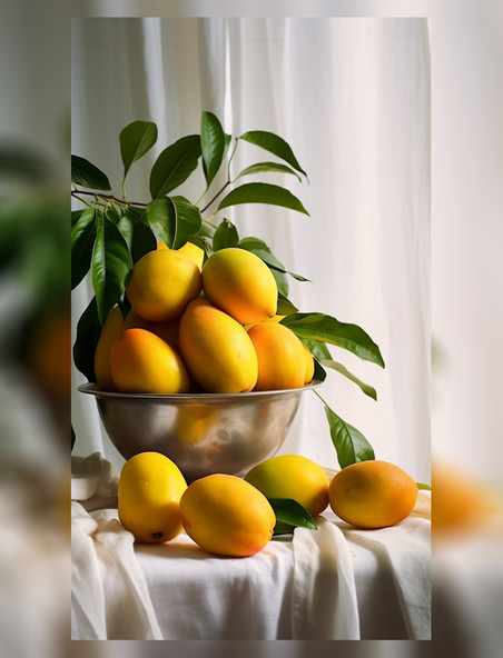 桌面成熟新鲜芒果商业摄影图
