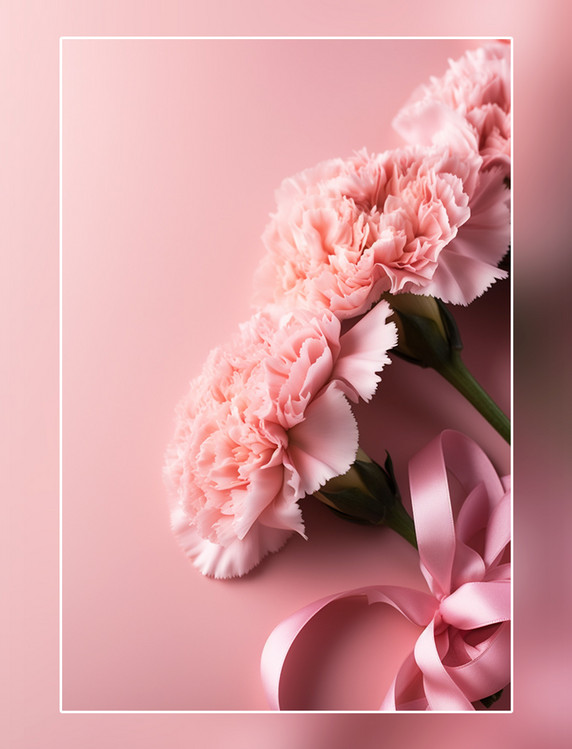 粉色康乃馨丝带花卉摄影