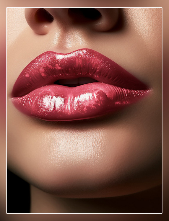 美丽的粉红色唇釉明暗对比质地湿润高品质超精细的细节唇釉镜头极致特写