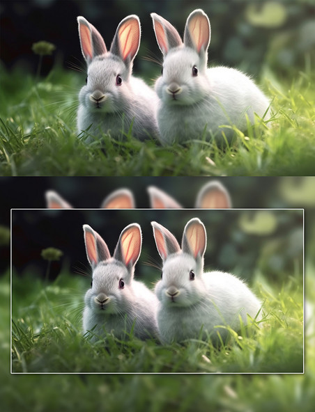 草地上可爱小兔子