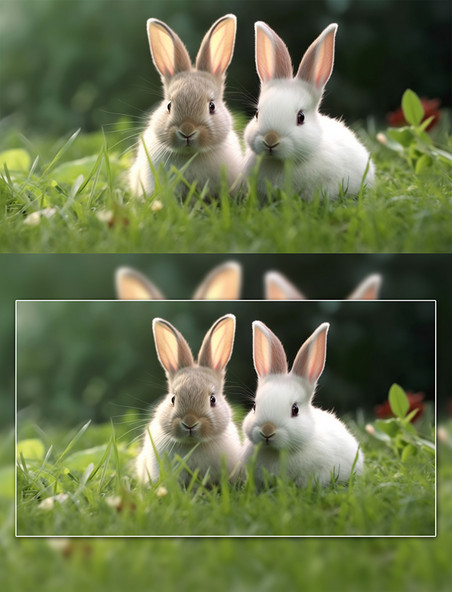  家禽可爱小兔子吃草