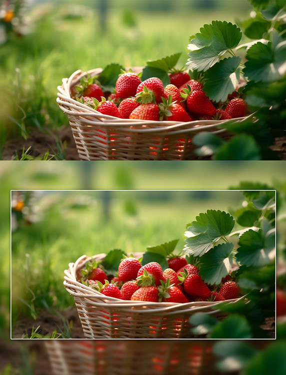 新鲜水果蔬菜草莓果实农田