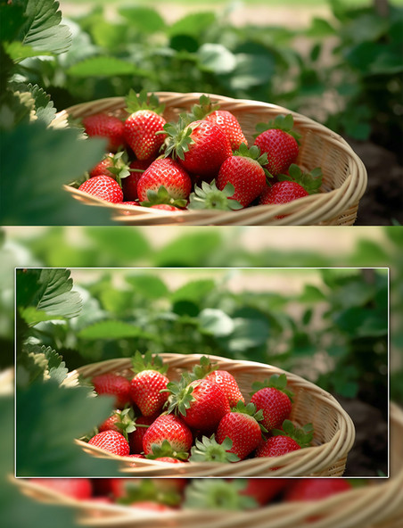 新鲜水果草莓果实草莓田