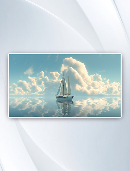 梦幻风格云海里的帆船背景
