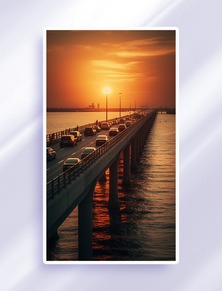 朝阳下的跨海大桥