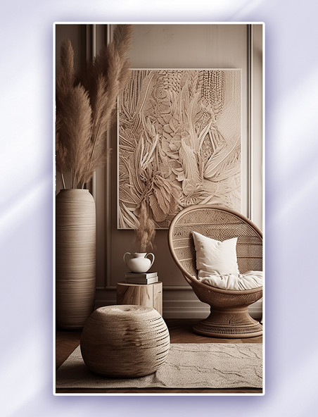 波西米亚风格复古风原木色室内设计