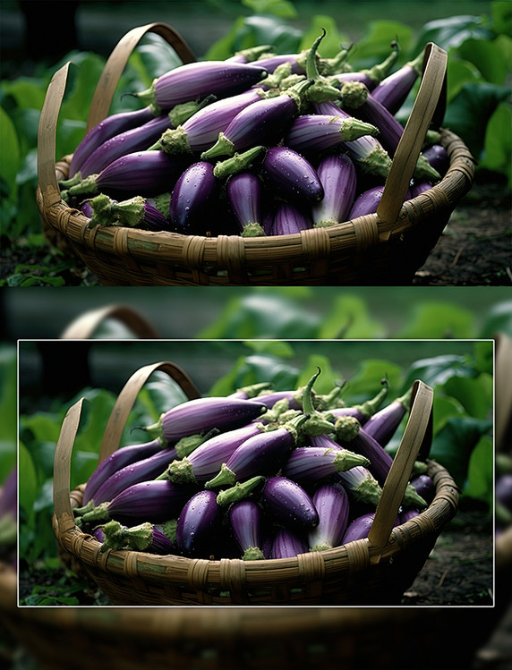 新鲜蔬菜一筐紫皮茄子
