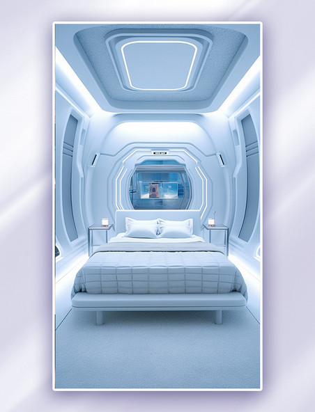 蓝色科技未来太空仓卧室