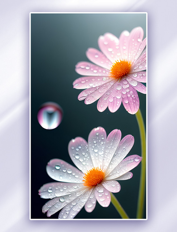 美丽晶莹剔透的花朵透明水珠