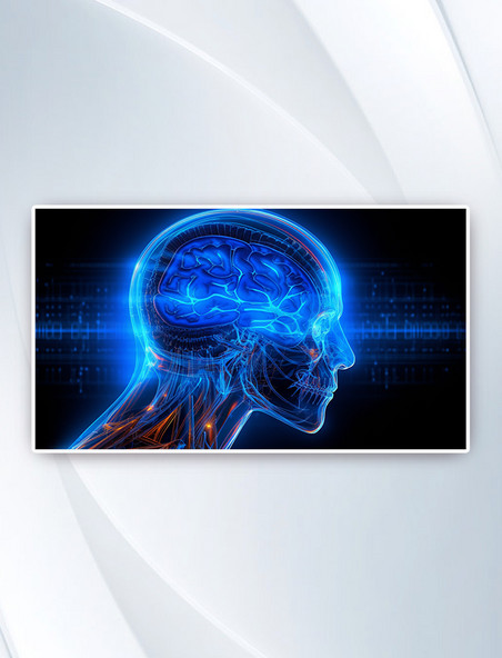 蓝色科技线条大脑器官背景