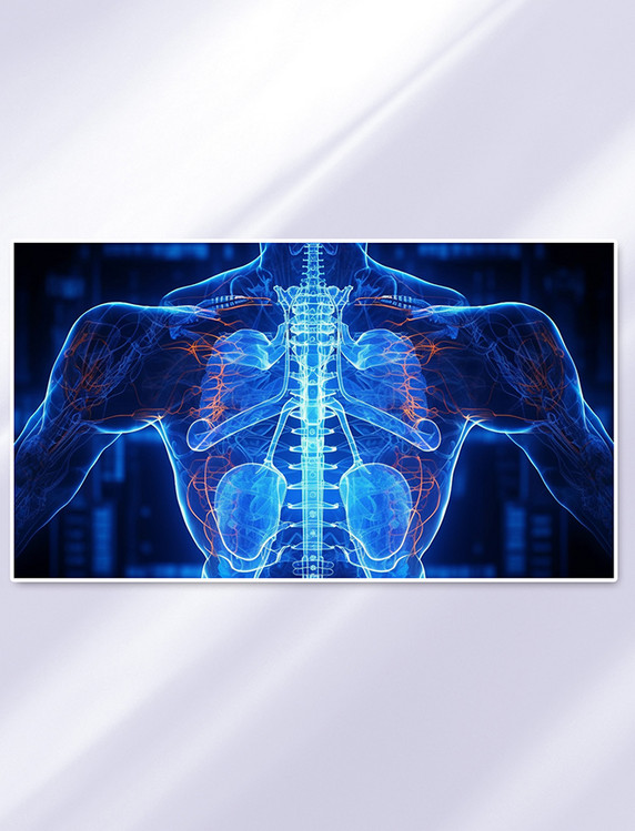 蓝色科技胸腔器官肋骨骨骼背景