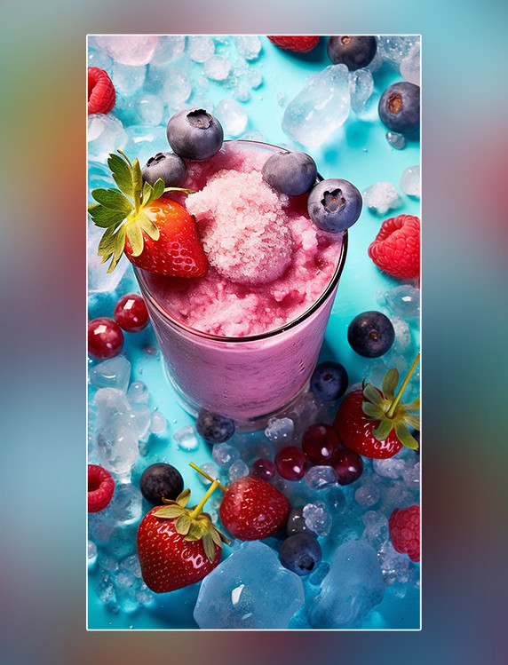 产品摄影一杯冰淇淋雪盖奶昔饮料水果冰块桃子樱桃