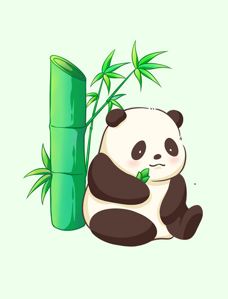 熊猫吃竹子元素
