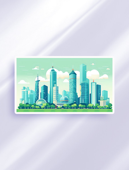 扁平深圳城市建筑插画