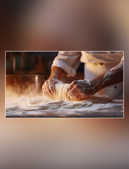 面食面粉面包摄影图超级清晰蛋糕师在揉面