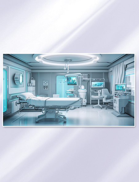 蓝色医院手术室处置室3D场景