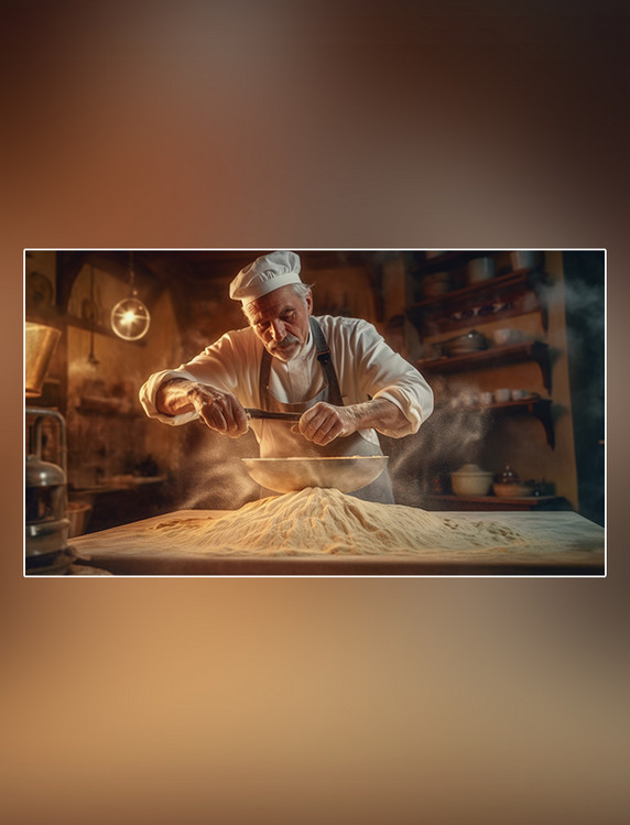 面食摄影图超级清晰蛋糕师在揉面面粉面包
