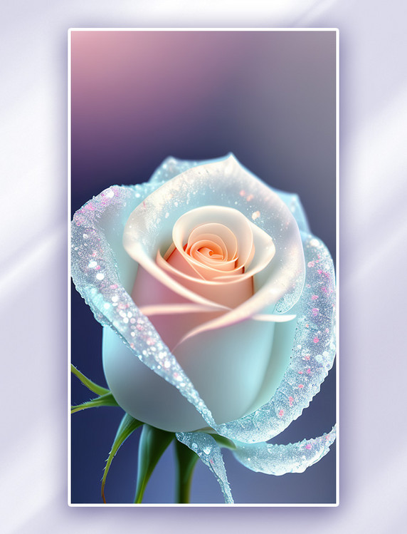 玫瑰花晶莹剔透露珠精致的花朵