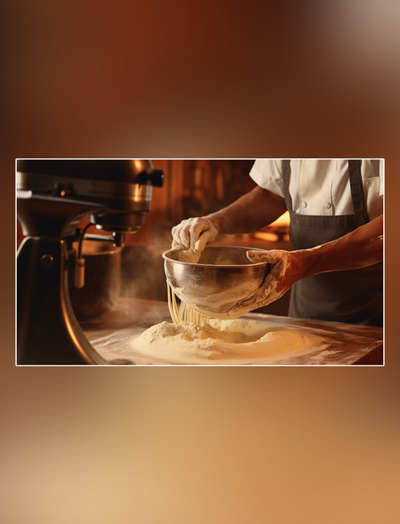 面食蛋糕师在揉面面粉面包超级清晰摄影图