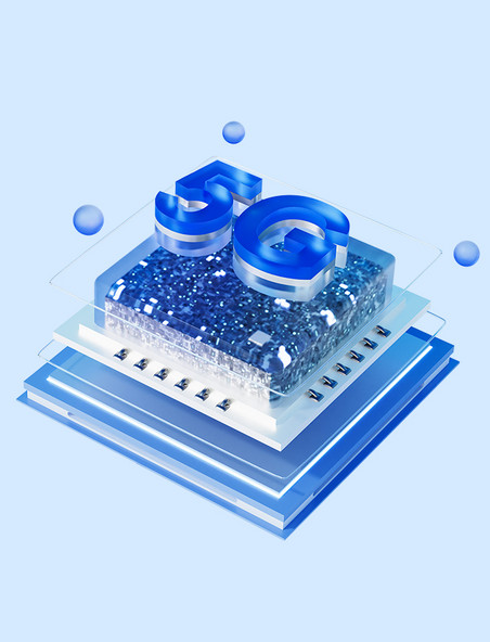 蓝色3D透明科技商务图标玻璃微软风元素5G