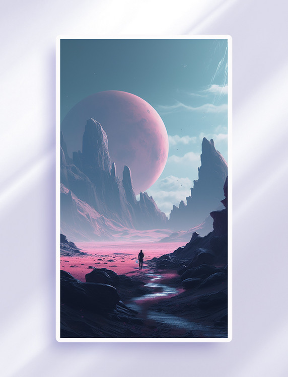 科幻星球和山谷插画
