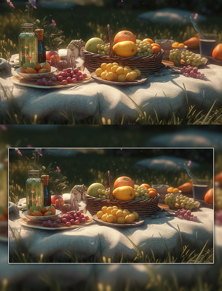 野餐美食水果芒果葡萄