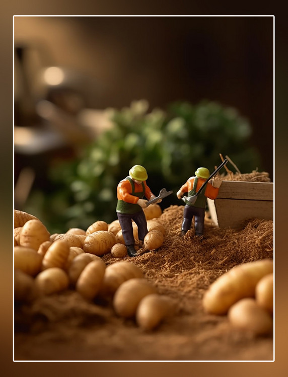 蔬菜帝国微距摄影蔬菜迷你两名工土豆3d渲染